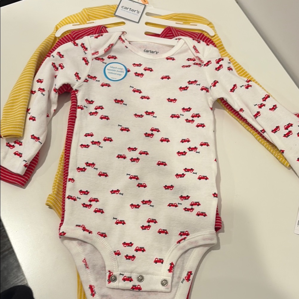 Carter's car print, red, and yellow Kids One Piece - Only three onesies - NWT
